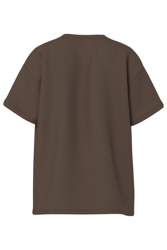 Pieces bruine dames t-shirt | Achteraanzicht