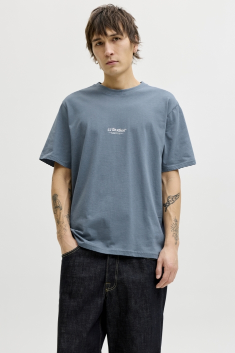 Jack & Jones blauwe heren t-shirt | Model vooraanzicht