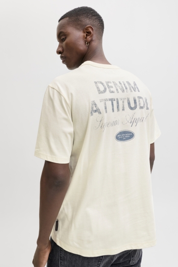 Jack & Jones jjedover graphic tee ss crew neck s Beige