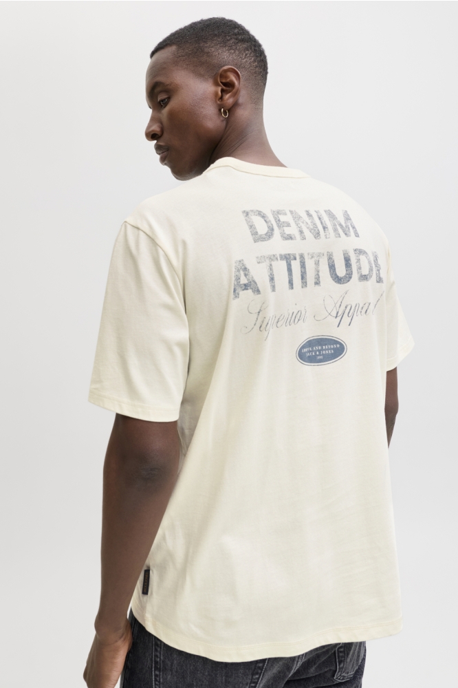 Jack & Jones beige heren t-shirt | Model achteraanzicht