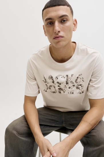 Jack & Jones jjejeff logo tee ss sn Beige