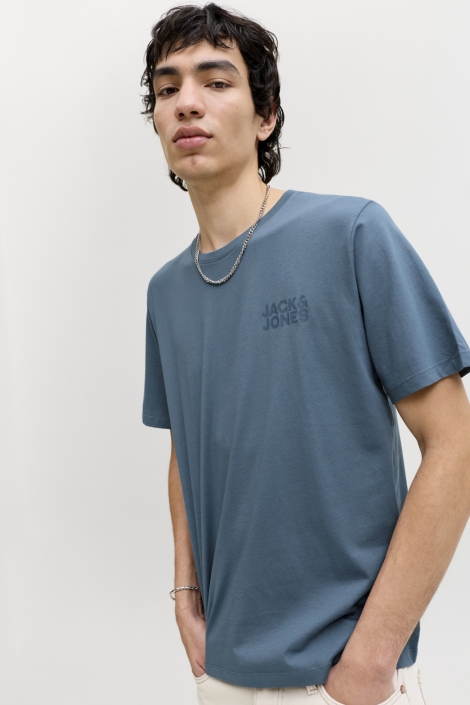 Jack & Jones blauwe heren t-shirt | Model vooraanzicht