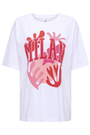 Only ONLROSIE S/S OVERSIZE TEE CS JRS 15369746 Bright White/Milan coll