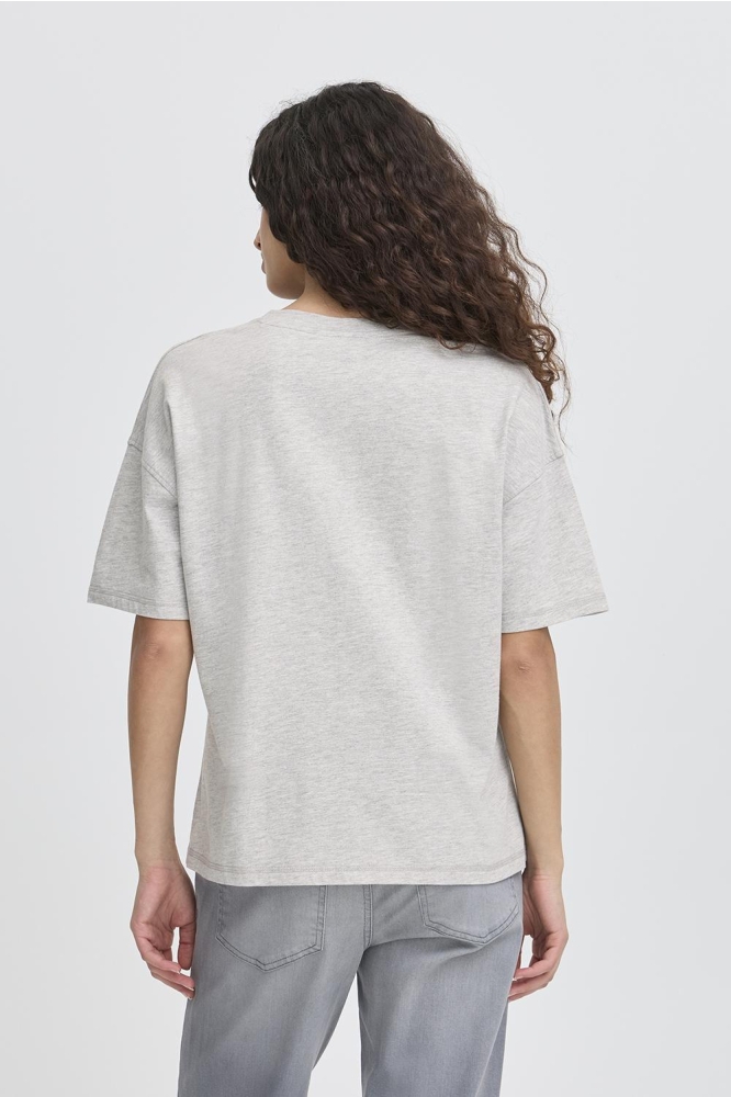 Ichi grijze dames t-shirt | Model achteraanzicht