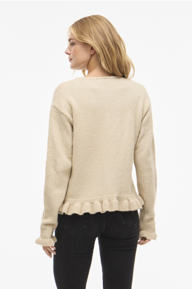 Vila beige dames vest | Model achteraanzicht