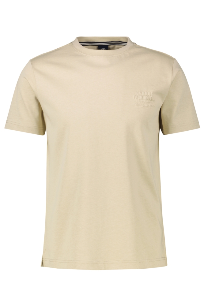 Lerros beige heren t-shirt | Vooraanzicht