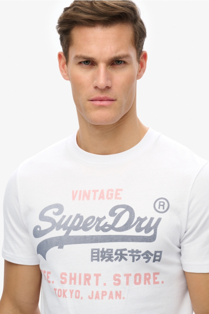 Superdry witte heren t-shirt | Close up