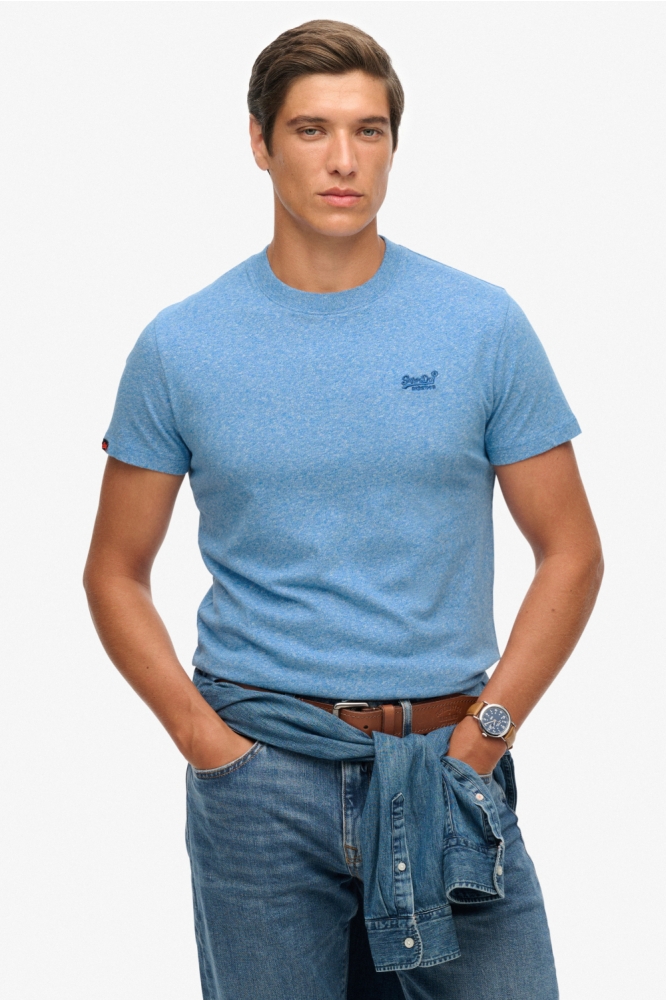 Superdry blauwe heren t-shirt | Model vooraanzicht