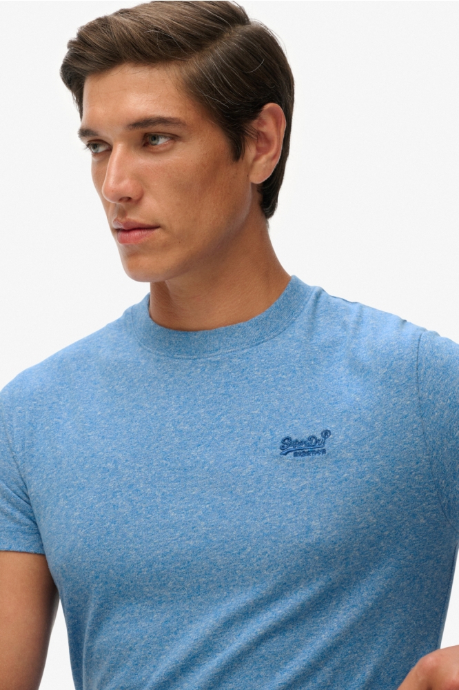 Superdry blauwe heren t-shirt | Close up