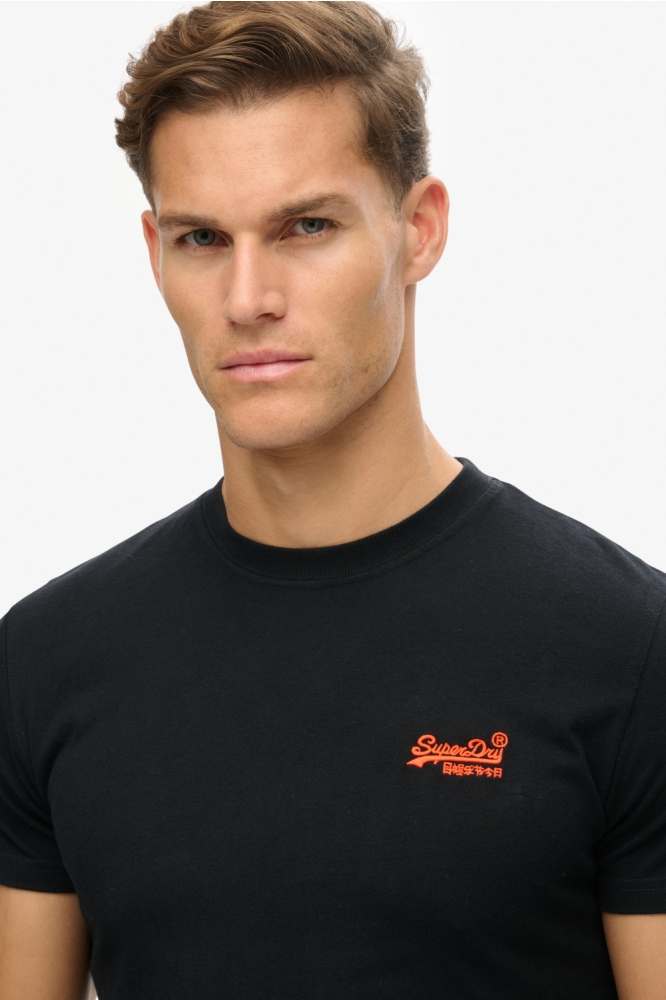Superdry zwarte heren t-shirt | Close up