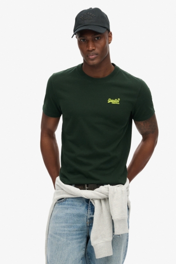 Superdry T-shirt ORGANIC COTTON ESSENTIAL LOGO TEE M1011245A B8J FOREST GREEN/FLURO YELLOW