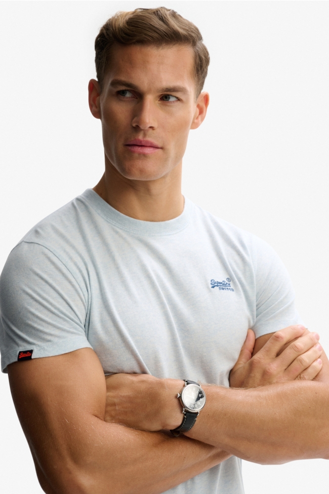 Superdry blauwe heren t-shirt | Close up