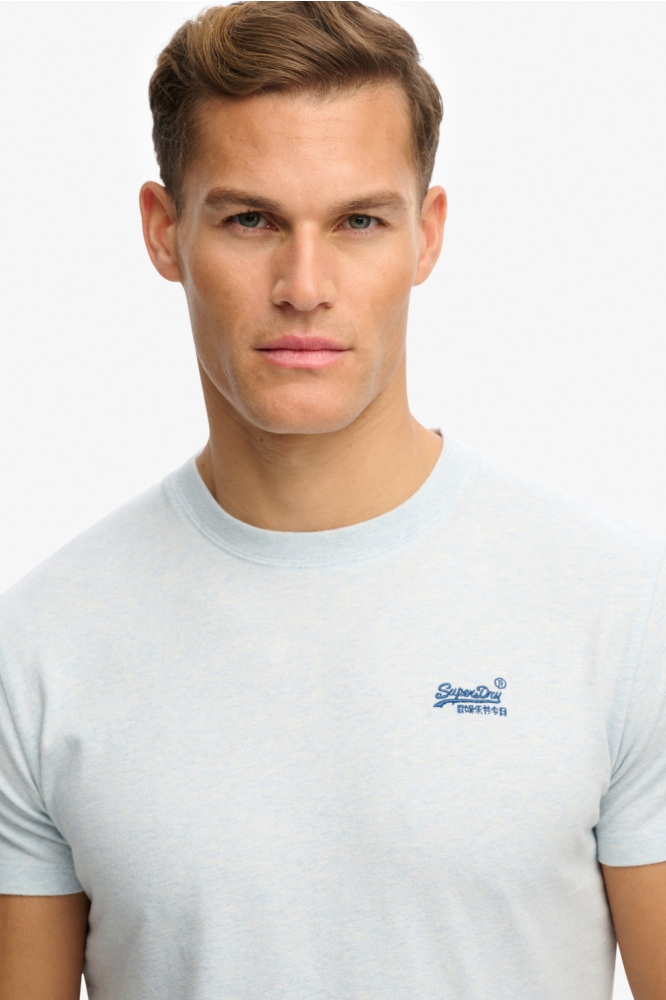Superdry blauwe heren t-shirt | Close up