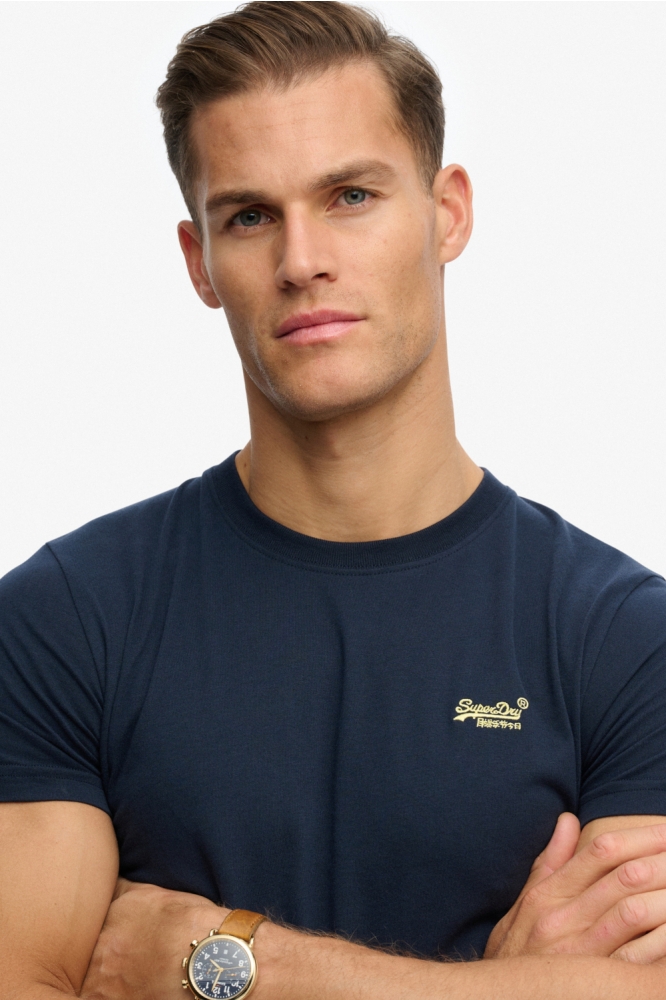 Superdry blauwe heren t-shirt | Close up