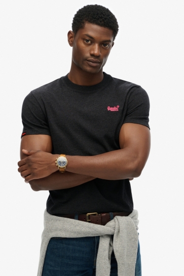 Superdry ORGANIC COTTON ESSENTIAL LOGO T M1011245A jwf raven black marl/pink