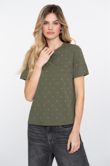 Geisha T SHIRT MET STRASS STEENTJES 52562-47 000530 GREEN
