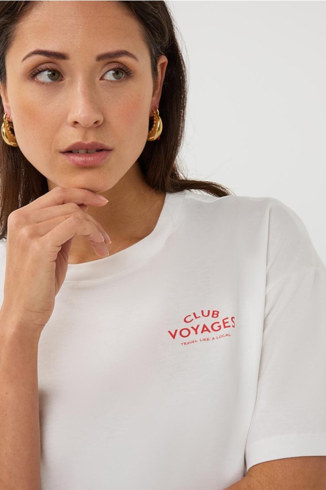 EsQualo witte dames t-shirt | Close up