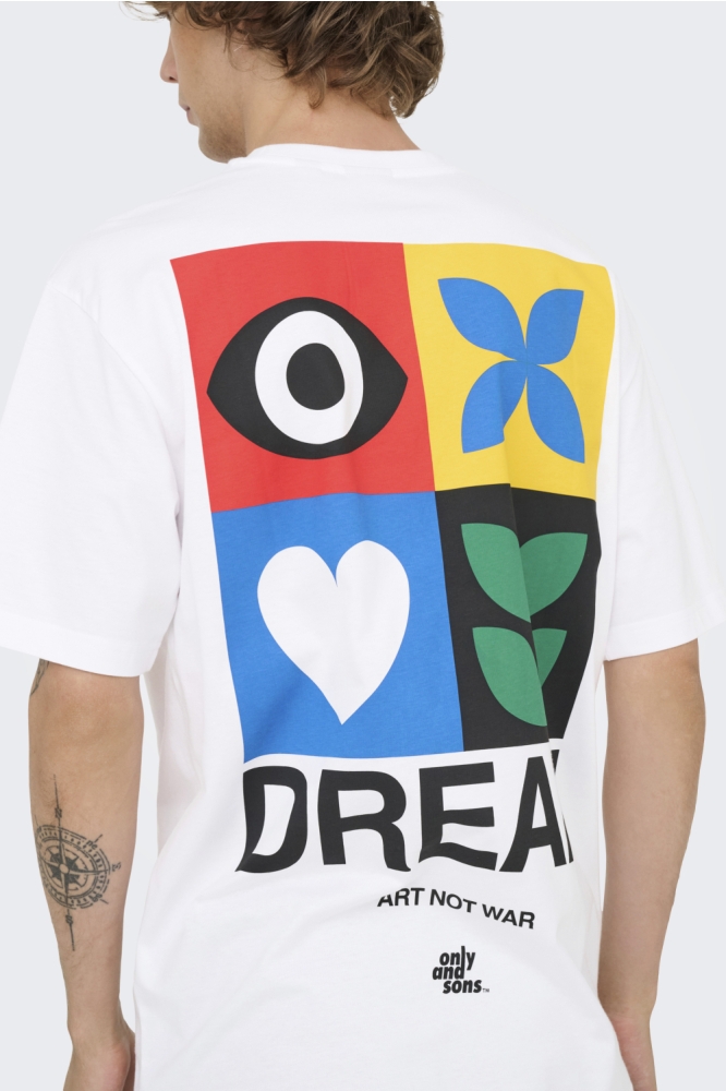 Only & Sons witte heren t-shirt | Model achteraanzicht