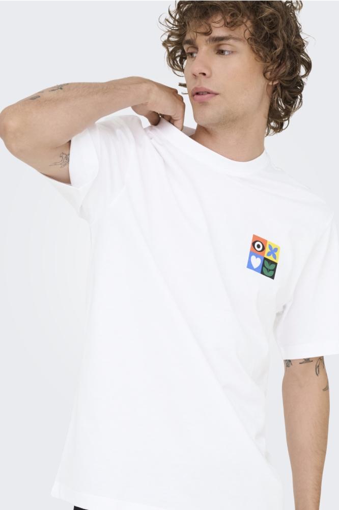 Only & Sons witte heren t-shirt | Close up