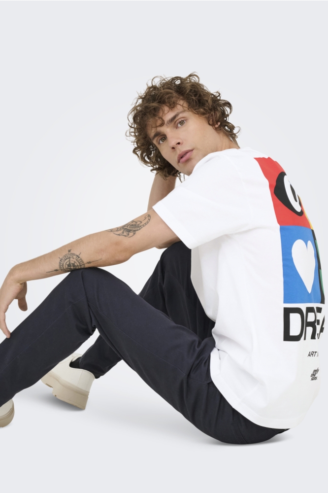 Only & Sons witte heren t-shirt | Kleurstaal