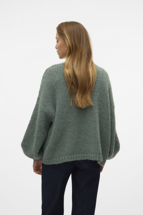 Vero Moda groene dames vest | Model achteraanzicht