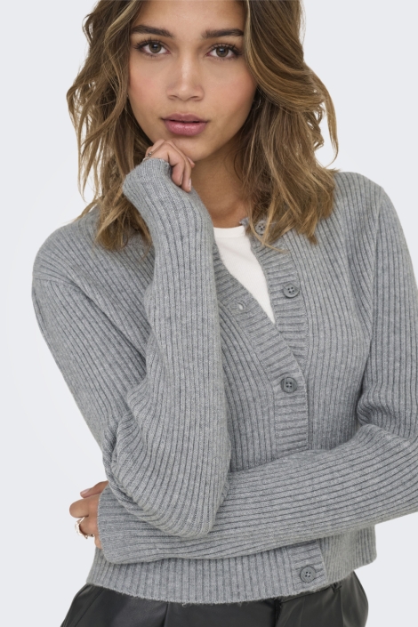 Only grijze dames vest | Model vooraanzicht