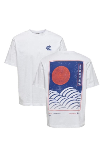 Only & Sons ONSFRED TONKOTSU RLX SS TEE 22035534 Bright White/KYOTO
