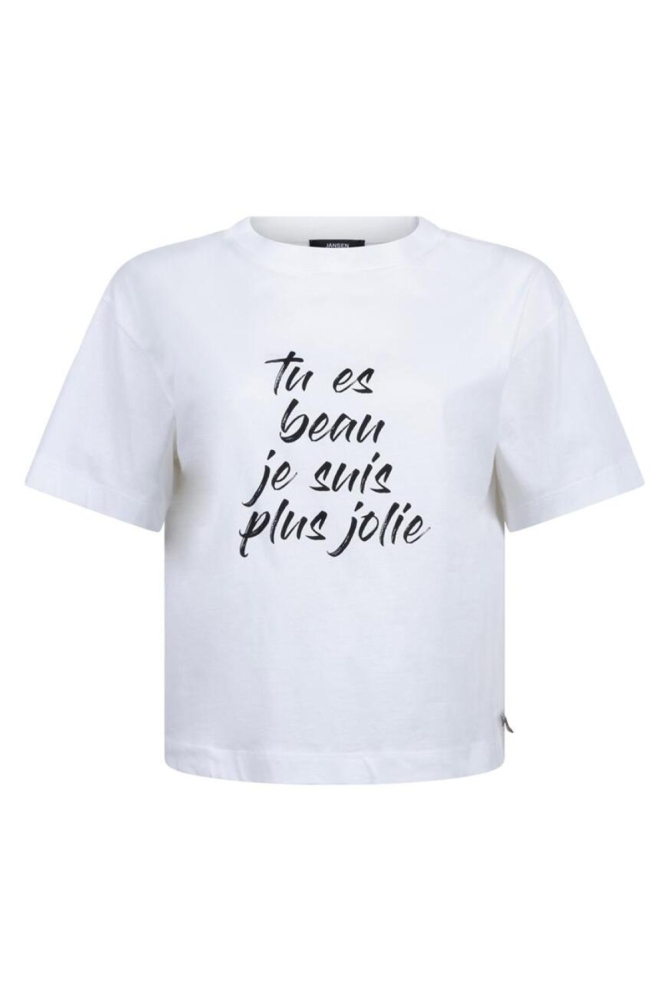 Juffrouw Jansen witte dames t-shirt | Vooraanzicht