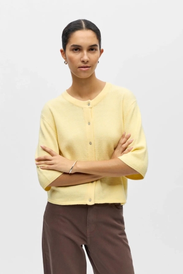 Object Vest OBJTHESS SOLID 3/4 SLEEVE CARDIGAN 23048968 SUNLIGHT