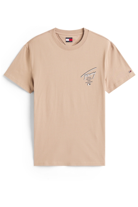 Tommy Jeans taupe heren t-shirt | Vooraanzicht