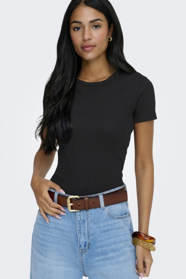 Only onlval life s/s o-neck top jrs Zwart