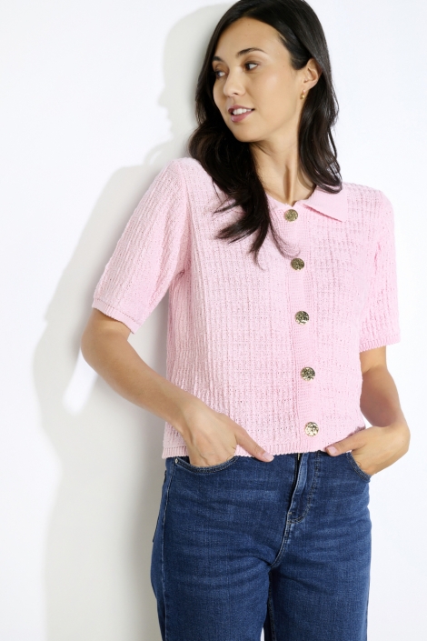 LolaLiza roze dames vest | Model vooraanzicht