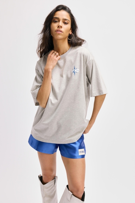 Refined Department grijze dames t-shirt | Model vooraanzicht