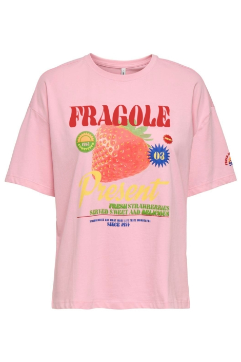 Only roze dames t-shirt | Vooraanzicht