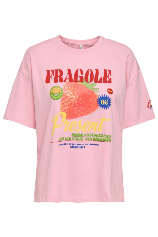 Only roze dames t-shirt | Vooraanzicht