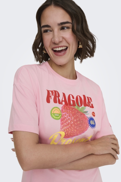Only roze dames t-shirt | Close up