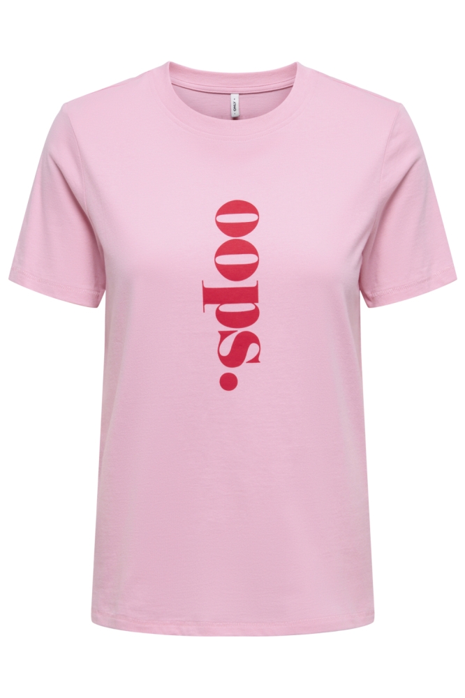 Only roze dames t-shirt | Vooraanzicht