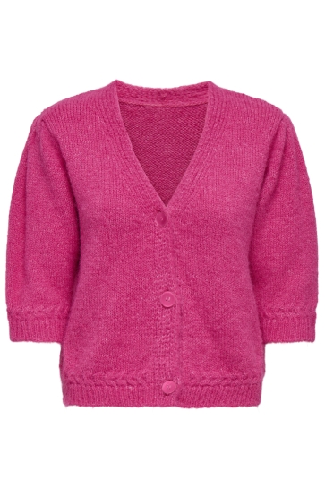 Only ONLSTARLA SS V-NECK CARDIGA CC KNT 15370875 Pink Yarrow Melange/Dtm Button