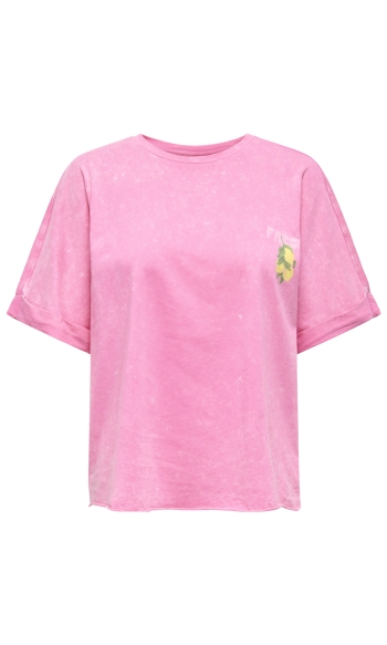 ONLMINNA LIFE S/S PRINT TOP CS JRS 15368265 Wild Orchid/Fresh lemo