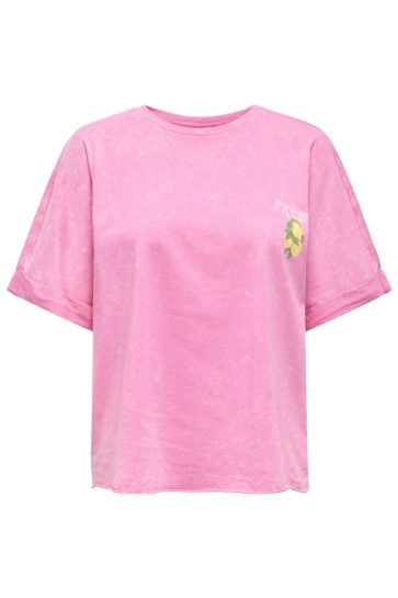 Only T-shirt ONLMINNA LIFE S/S PRINT TOP CS JRS 15368265 Wild Orchid/Fresh lemo