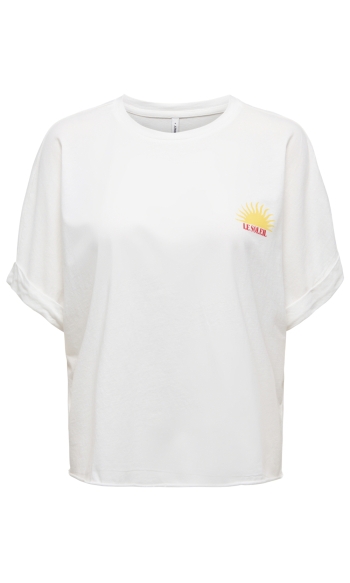 ONLMINNA LIFE S/S PRINT TOP CS JRS 15368265 Cloud Dancer/Sun