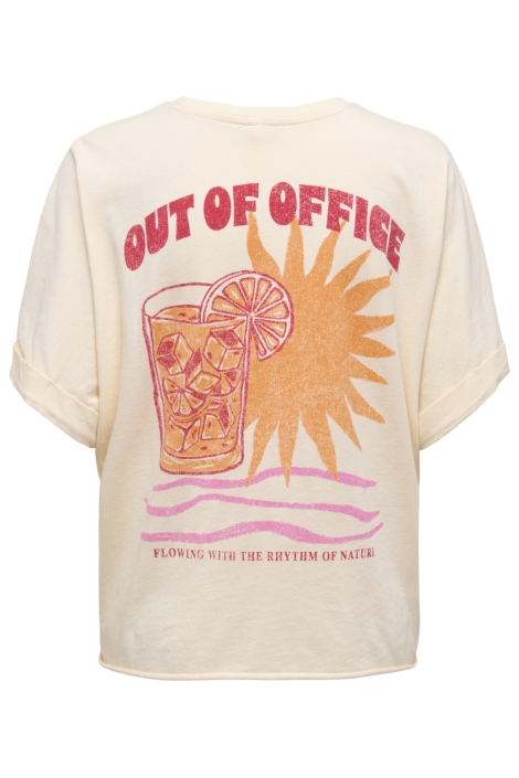 Only beige dames t-shirt | Achteraanzicht