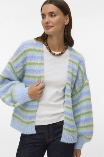Vero Moda Vest VMMAYBE STRIPE LS OPEN CARDIGAN NOO 10345405 Fog Green/W. MISTELT