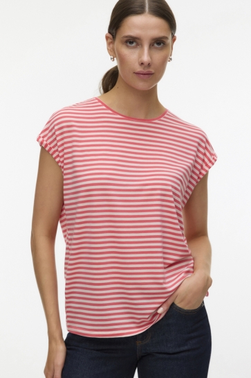 Vero Moda VMAVA SS TOP STRIPE JRS NOOS 10284469 Coral Paradise/PRISTINE