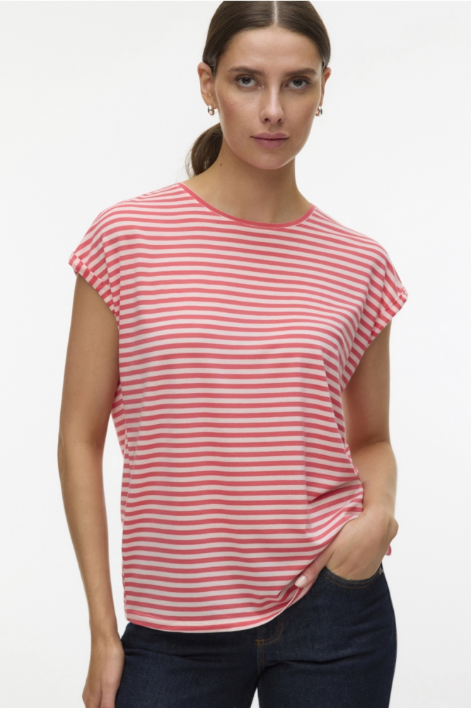 Vero Moda roze dames t-shirt | Model vooraanzicht