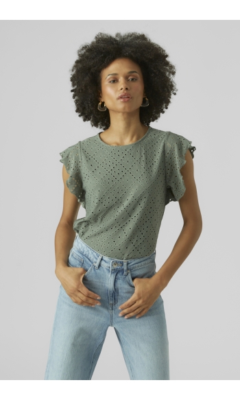 VMTASSA SL FRILL TOP NOOS 10286067 LAUREL WREATH