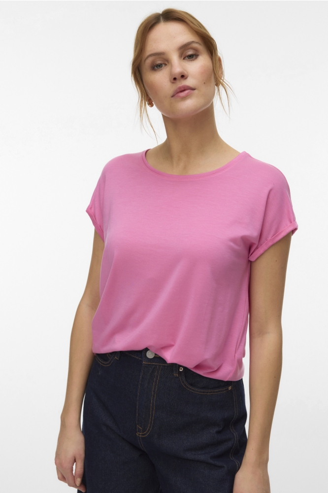 Vero Moda roze dames t-shirt | Model vooraanzicht
