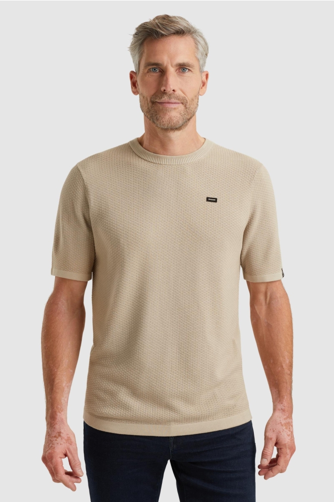Vanguard beige heren t-shirt | Model vooraanzicht