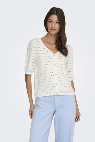 Jacqueline de Yong Vest JDYTANJA 2/4 V-NECK CARDIGAN KNT 15366211 Cloud Dancer