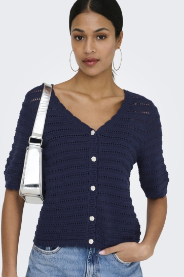 Jacqueline de Yong jdytanja 2/4 v-neck cardigan knt Blauw